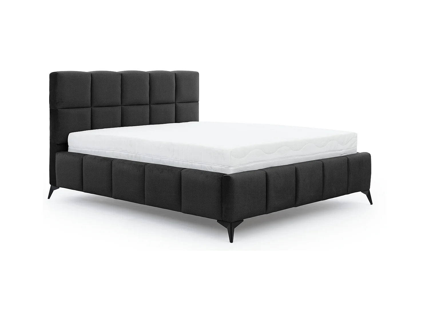 Lit coffre de luxe velours capitonné Mister-Couleur Noir-160x200