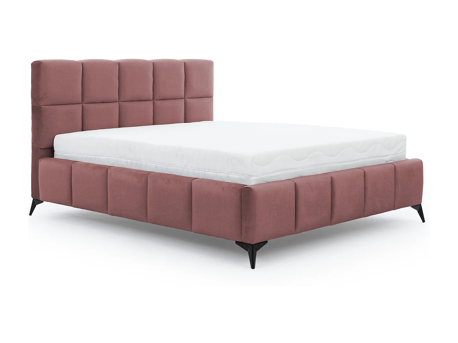 Lit coffre de luxe velours capitonné Mister-Couleur Vieux rose-140x200