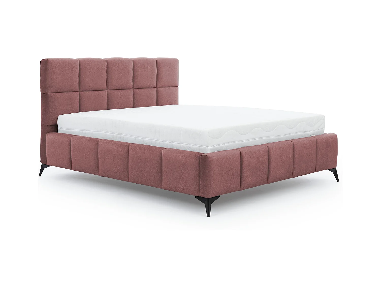 Lit coffre de luxe velours capitonné Mister-Couleur Vieux rose-140x200
