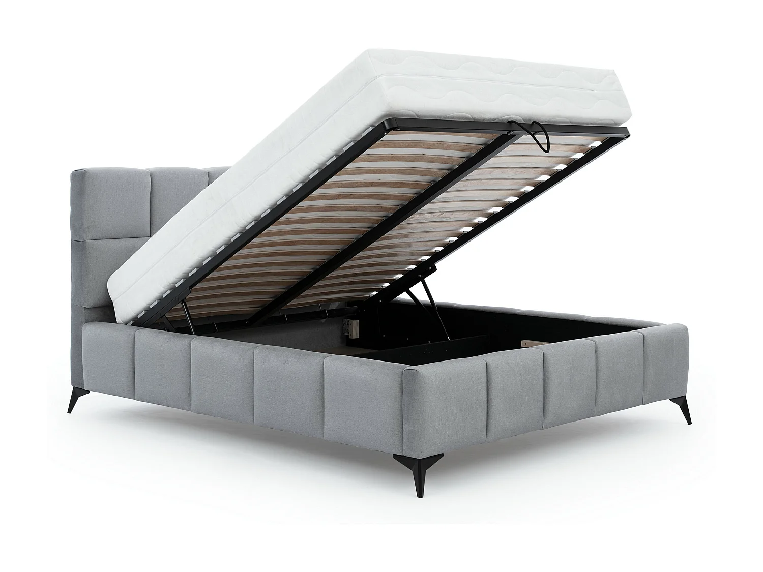 Mister luxe gewatteerd fluwelen opbergbed-Kleur Blauwe olie-Slapen 180x200cm