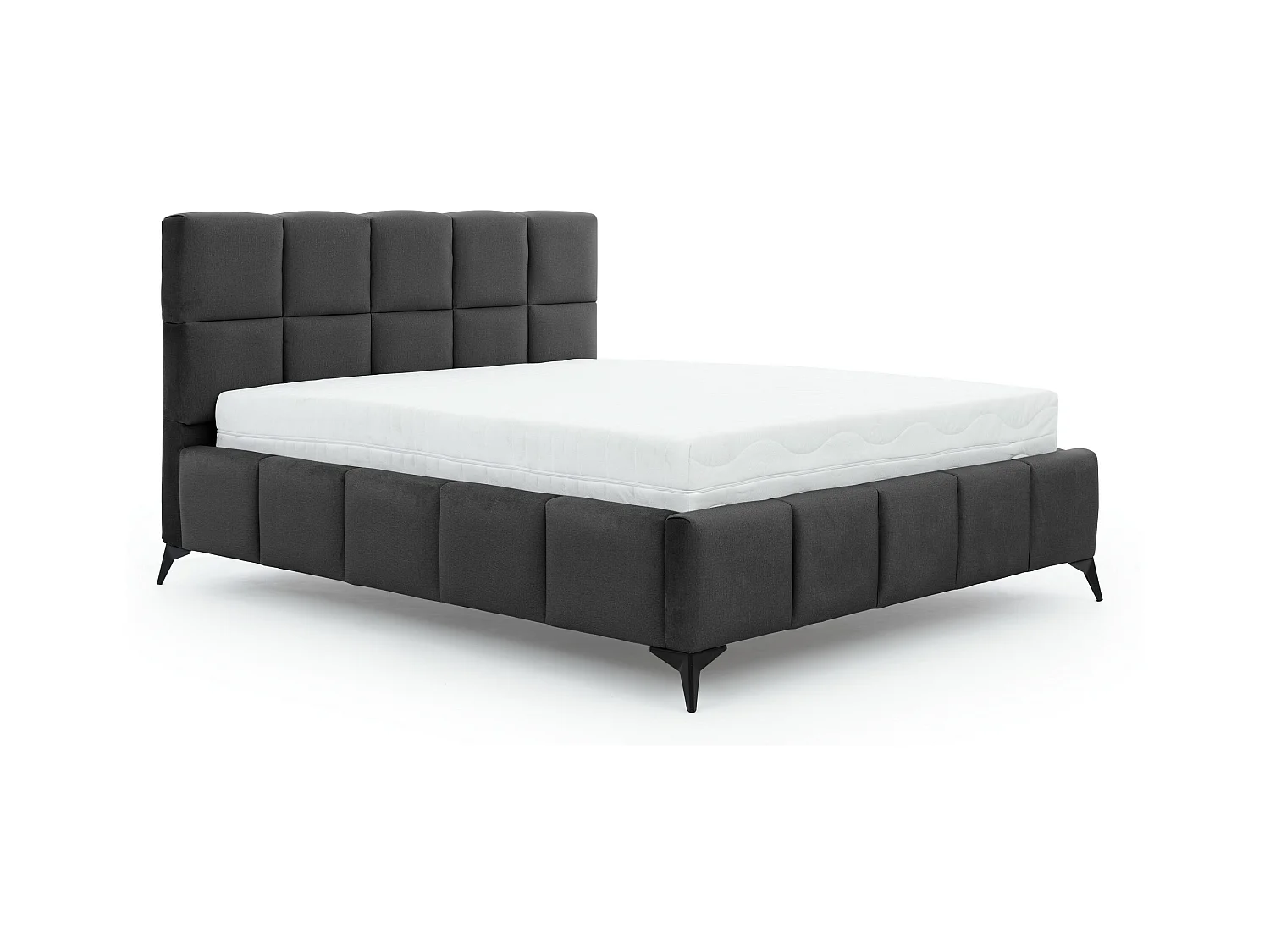 Lit coffre de luxe velours capitonné Mister-Couleur Anthracite.-180x200