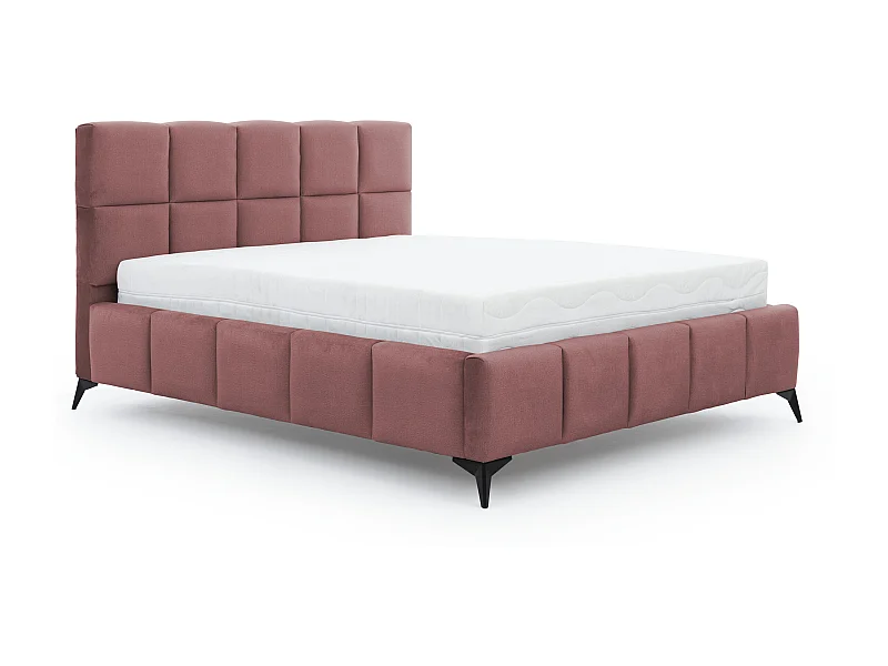 Lit coffre de luxe velours capitonné Mister-Couleur Vieux rose-160x200