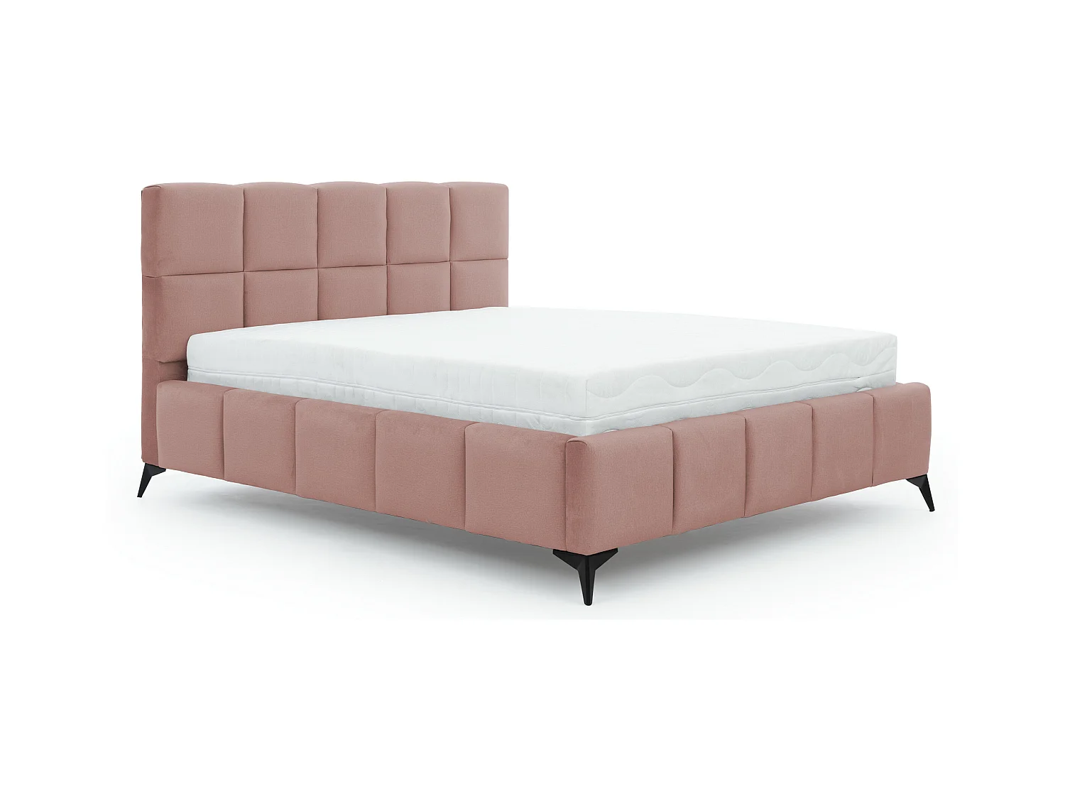 Mister luxe gewatteerd fluwelen opbergbed-Kleur Poederachtig roze-Slapen 160x200cm