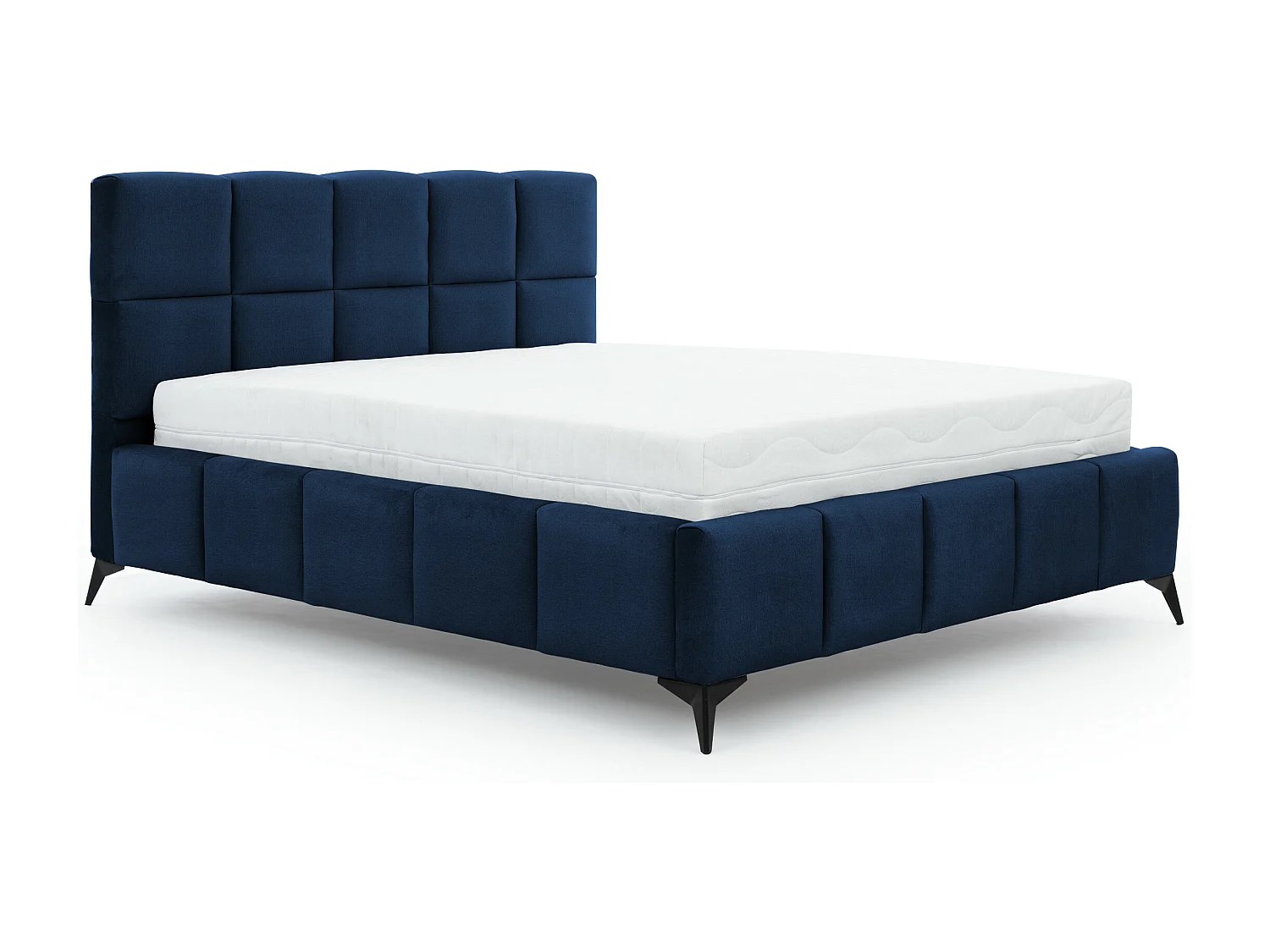 Lit coffre de luxe velours capitonné Mister-Couleur Bleu nuit-160x200