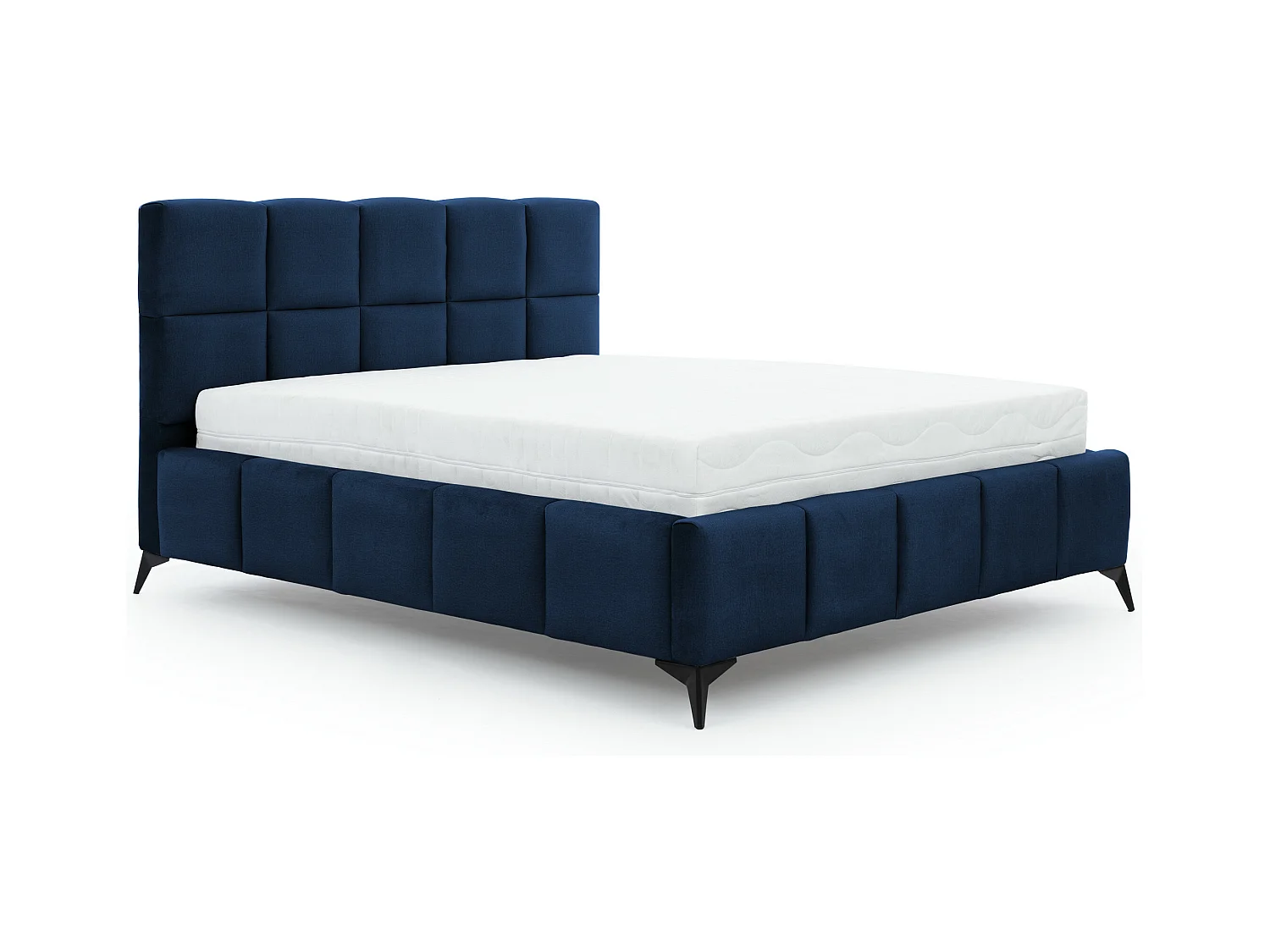 Lit coffre de luxe velours capitonné Mister-Couleur Bleu nuit-160x200