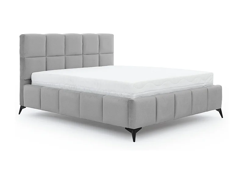 Mister luxe gewatteerd fluwelen opbergbed-Kleur Lichtgrijs-Slapen 180x200cm