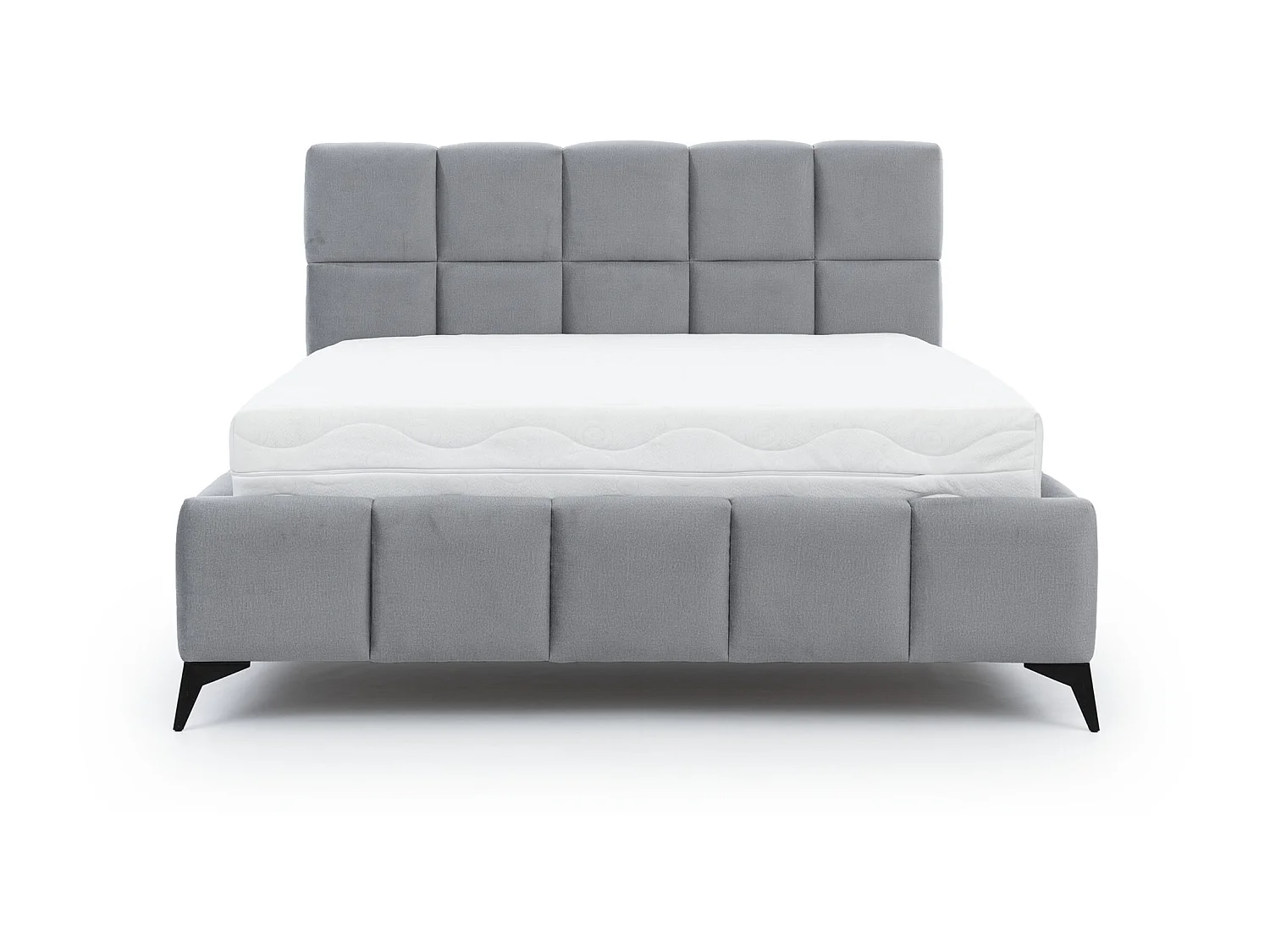 Mister luxe gewatteerd fluwelen opbergbed-Kleur Lichtgrijs-Slapen 180x200cm
