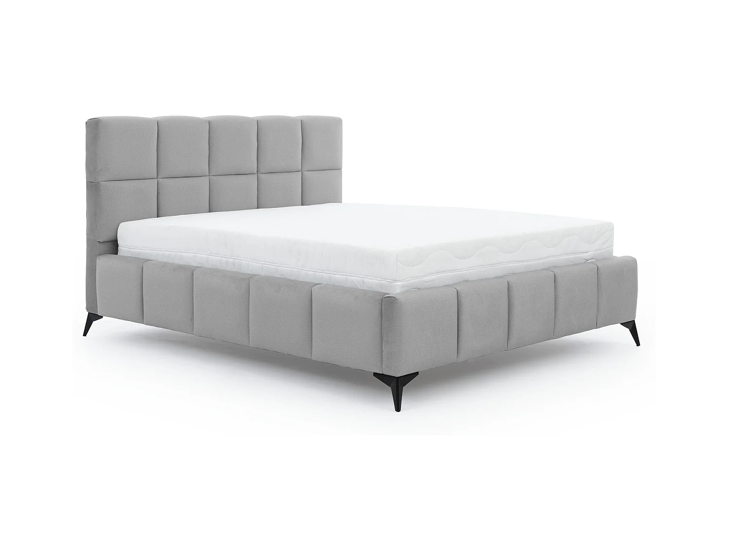 Lit coffre de luxe velours capitonné Mister-Couleur Gris clair-180x200
