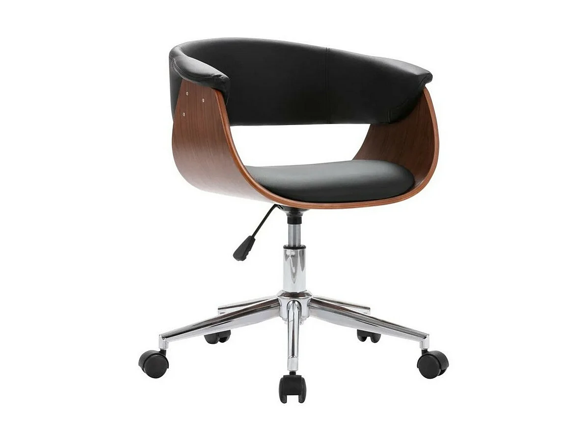 Chaise réglable simili cuir noir et bois foncé Tessa - Lot de 4