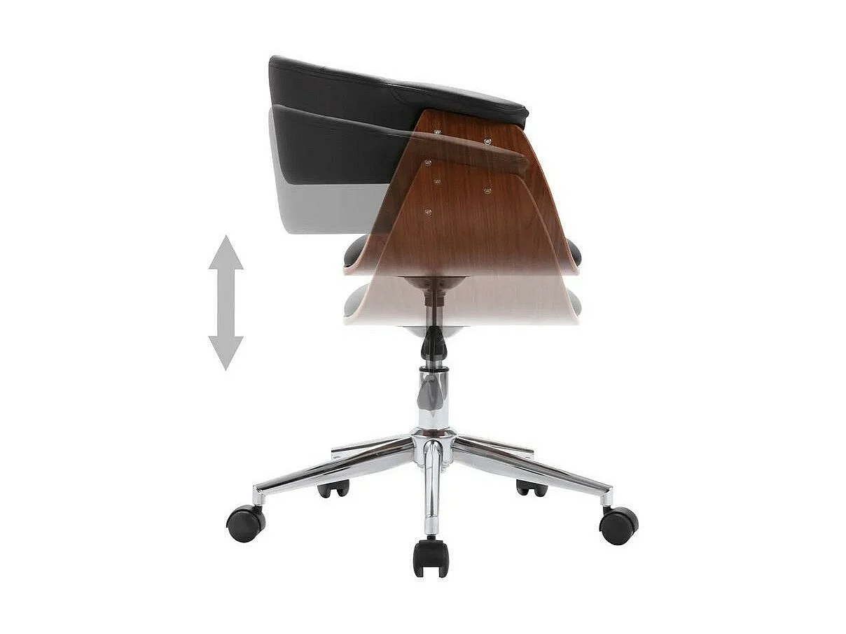 Chaise réglable simili cuir noir et bois foncé Tessa - Lot de 4