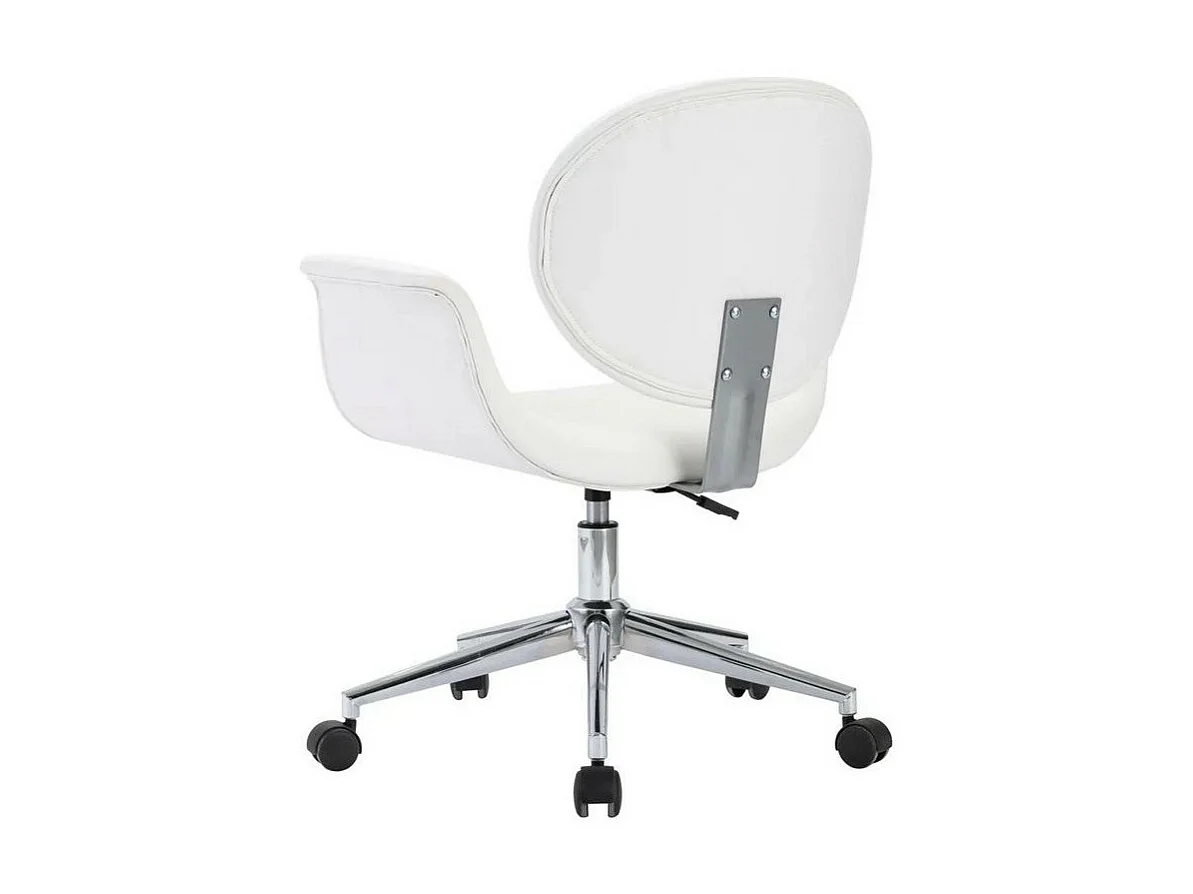 Chaise pivotante simili cuir blanc et pieds métal chromé Eris