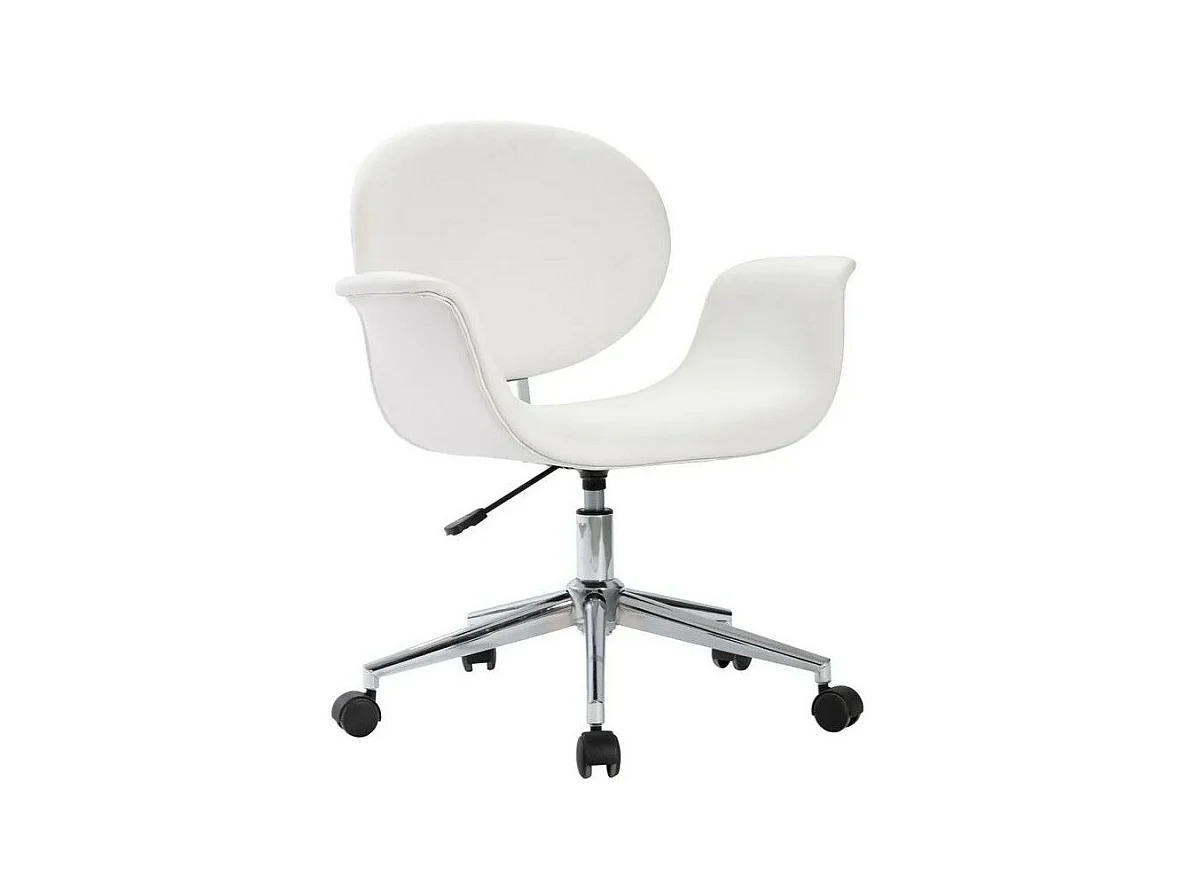 Chaise pivotante simili cuir blanc et pieds métal chromé Eris