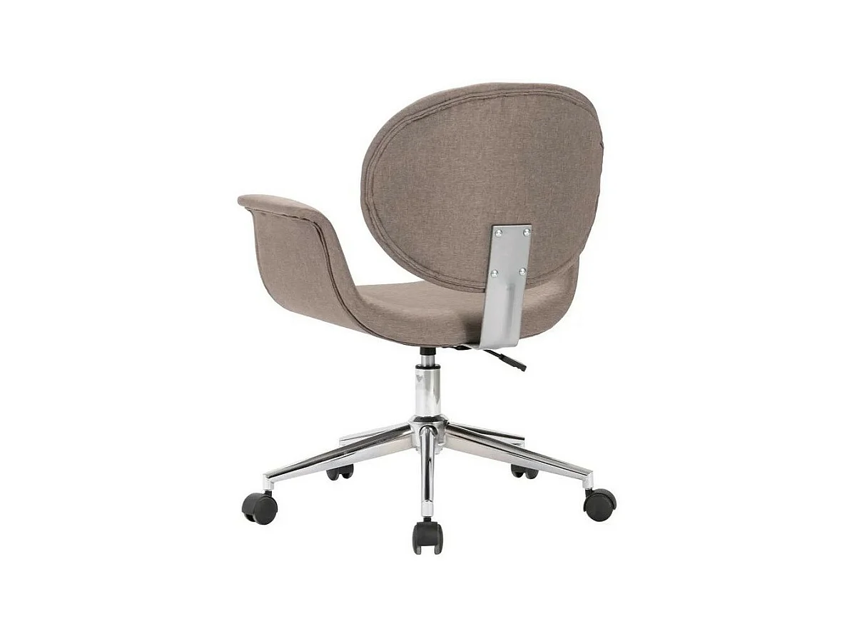 Chaise pivotante tissu taupe et pieds métal chromé Eris