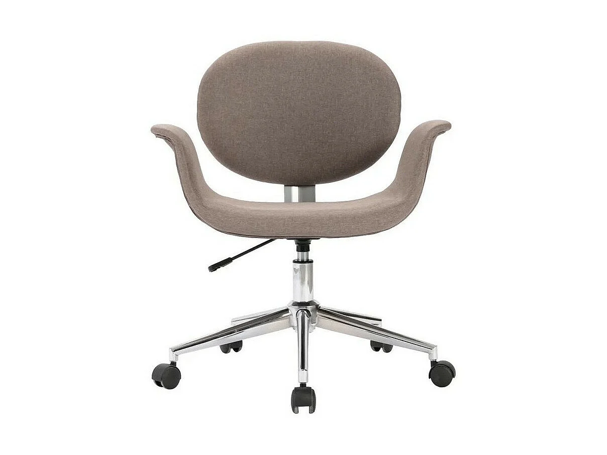 Chaise pivotante tissu taupe et pieds métal chromé Eris