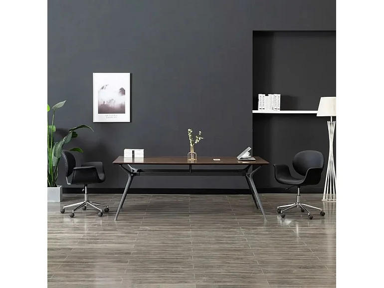 Chaise simili cuir noir et pieds métal chromé Eris - Lot de 2