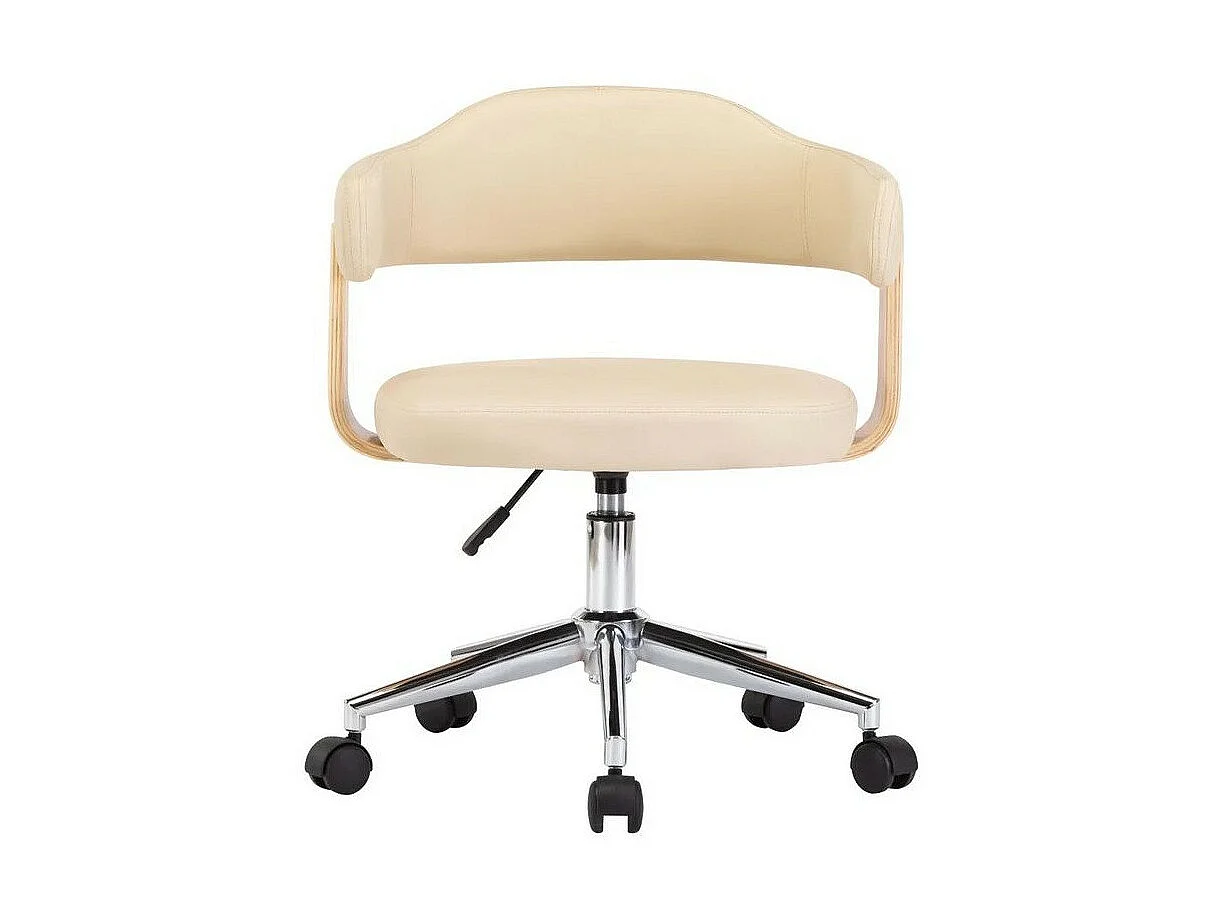 Chaise pivotante simili cuir crème et bois clair Saden