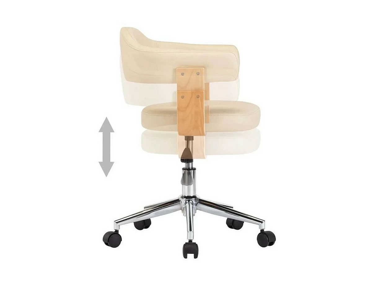Chaise pivotante simili cuir crème et bois clair Saden