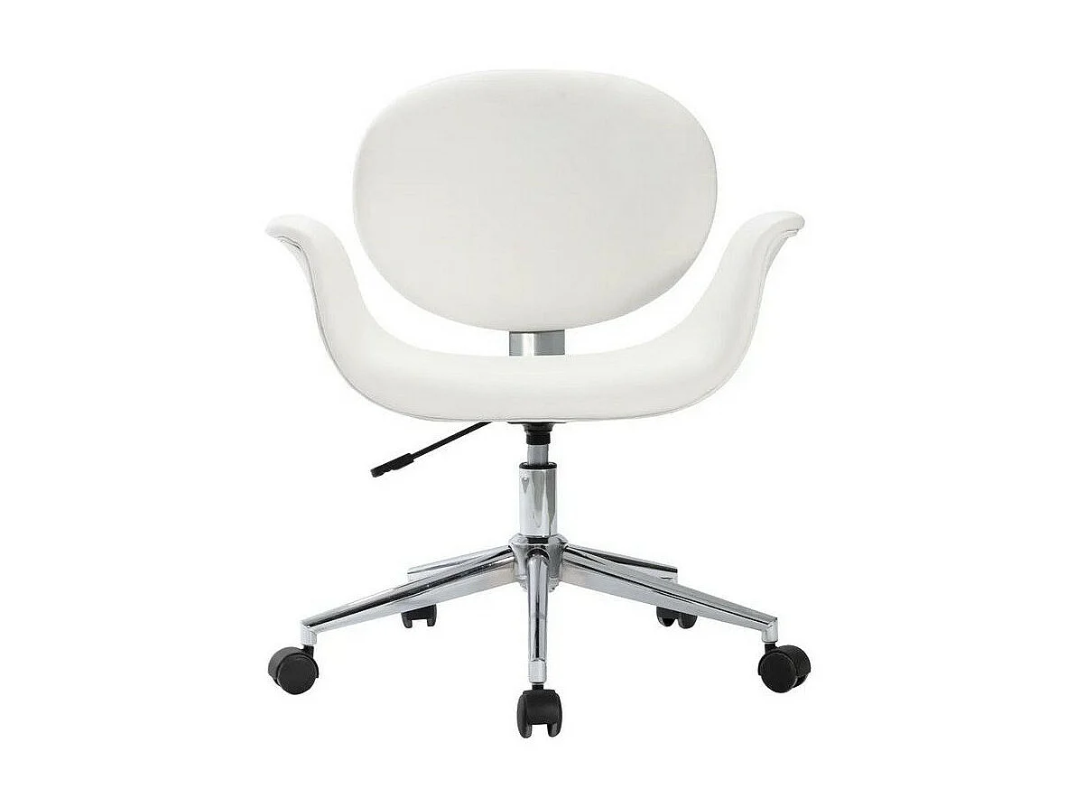 Chaise simili cuir blanc et pieds métal chromé Eris - Lot de 2