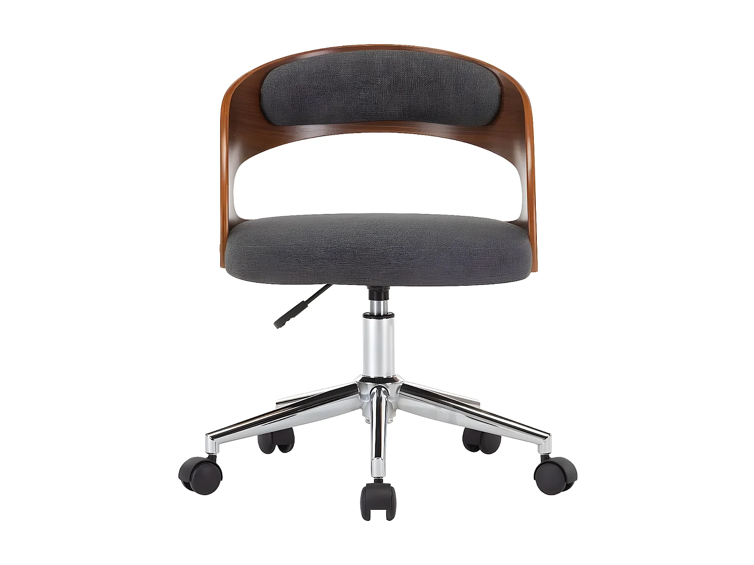 Chaise sur roulettes tissu gris et bois foncé Esinn - Lot de 2