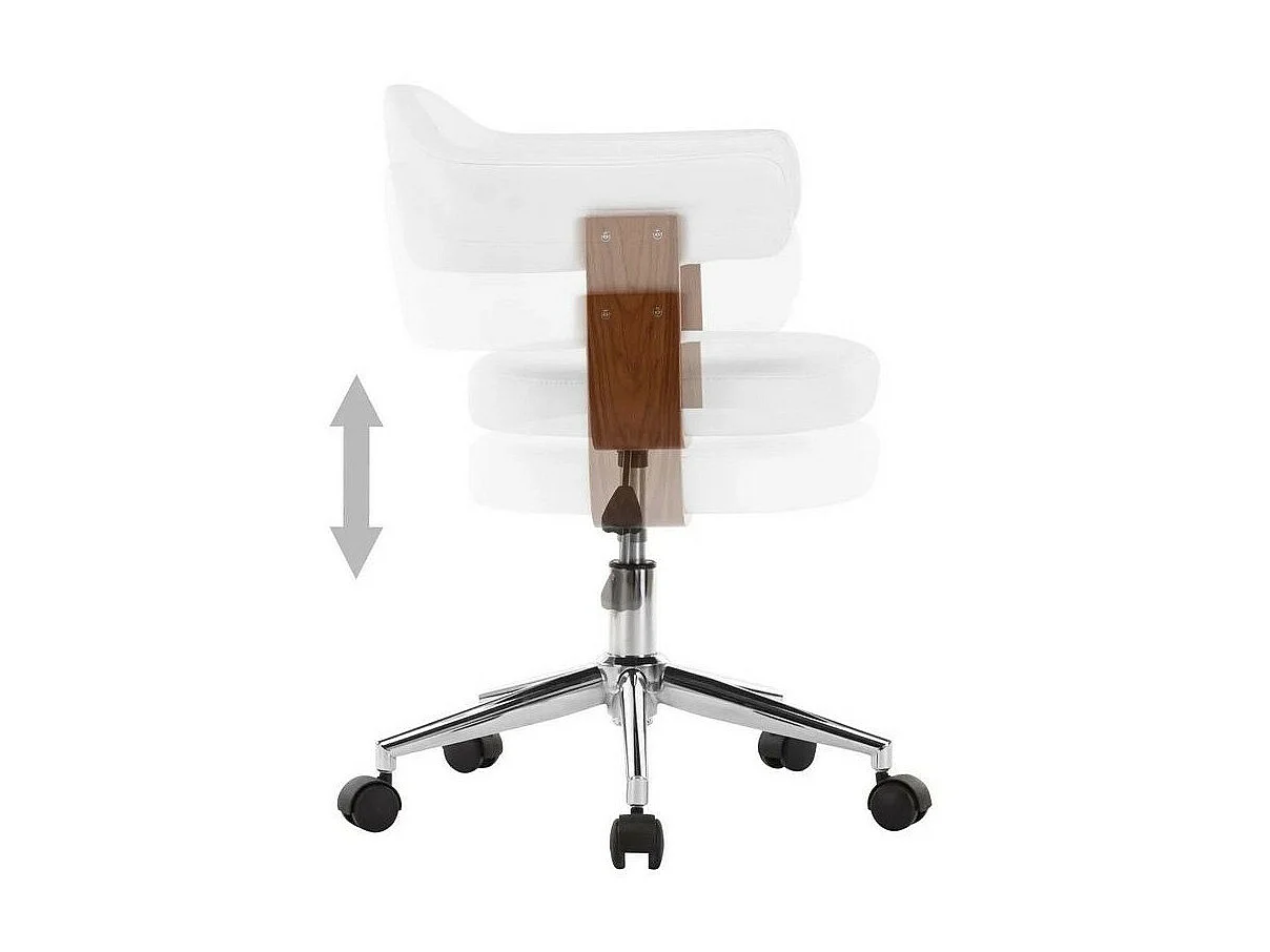 Chaise pivotante simili cuir blanc et bois foncé Saden