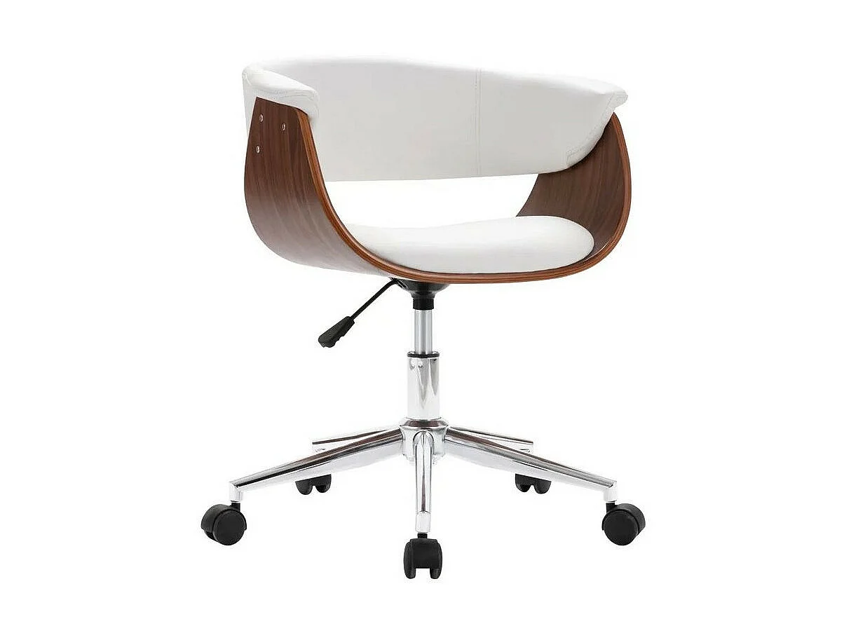 Chaise simili cuir blanc et bois foncé Tessa - Lot de 2