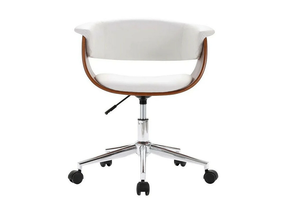 Chaise simili cuir blanc et bois foncé Tessa - Lot de 2