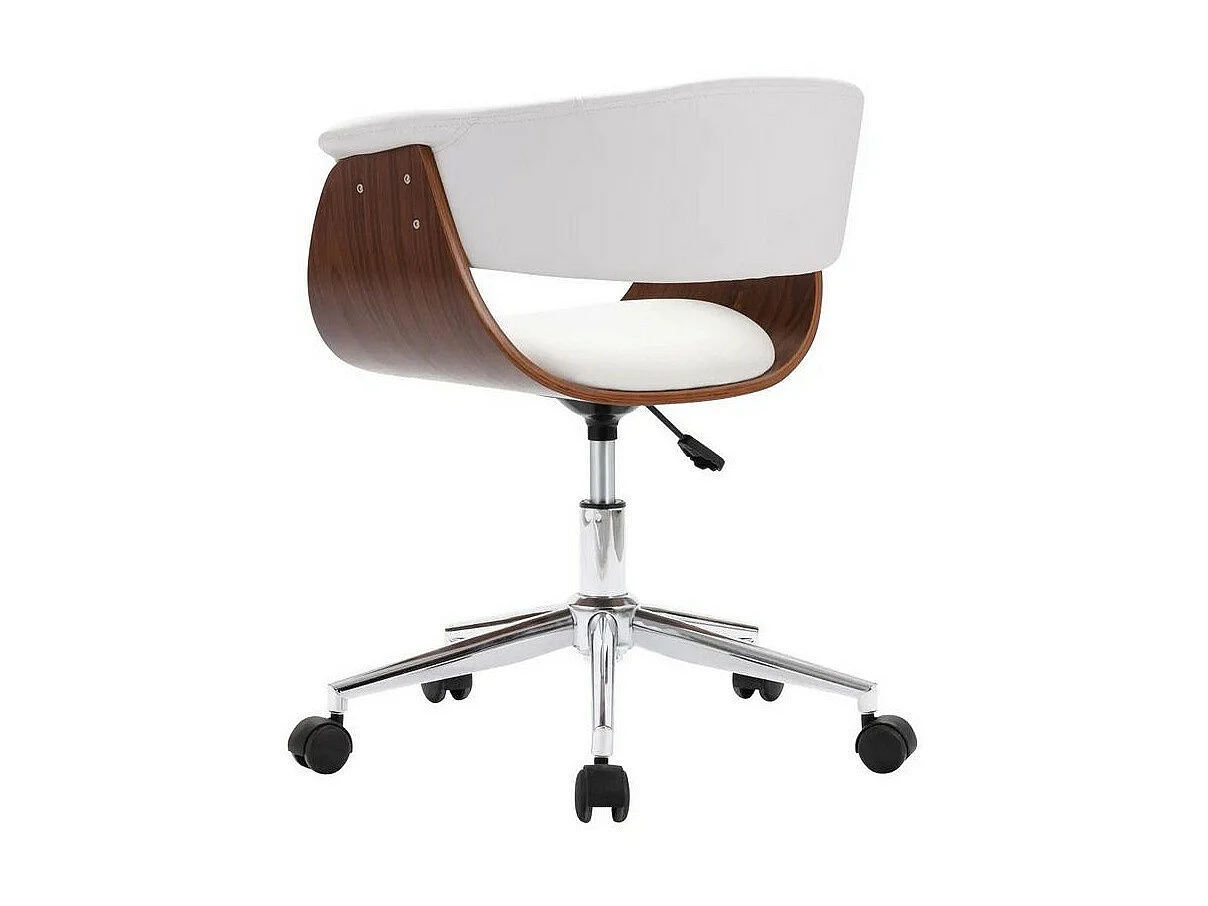 Chaise simili cuir blanc et bois foncé Tessa - Lot de 2