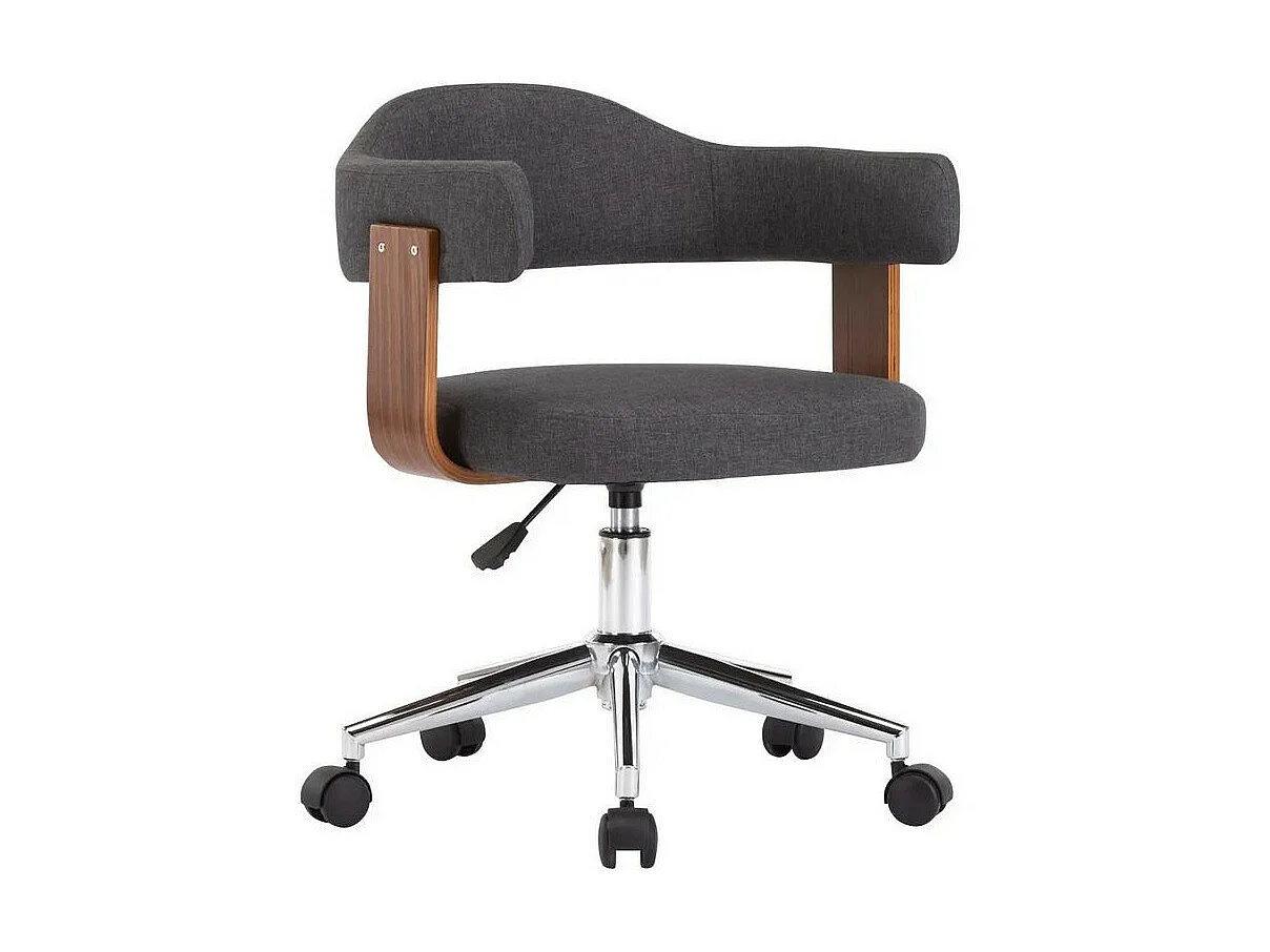 Chaise pivotante tissu gris et bois foncé Saden