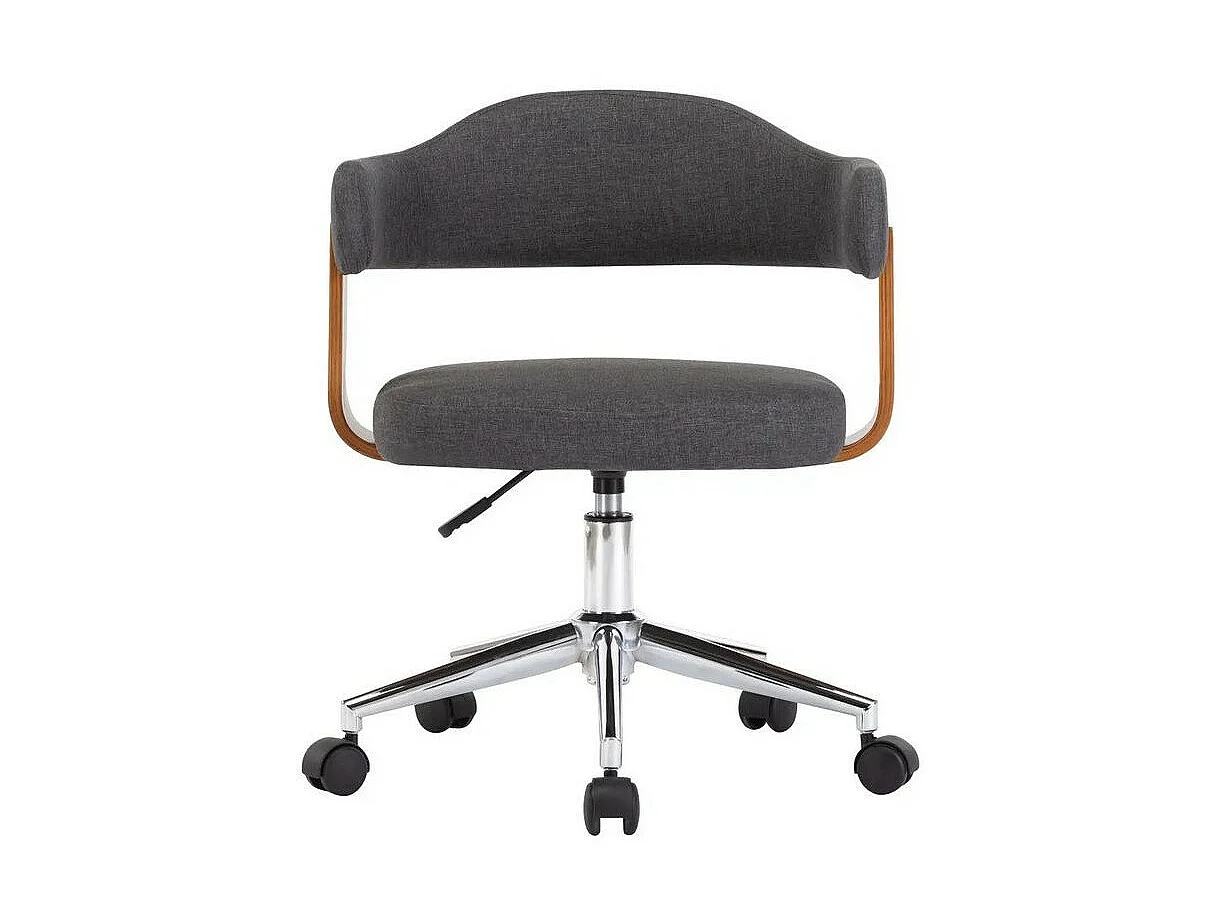 Chaise pivotante tissu gris et bois foncé Saden