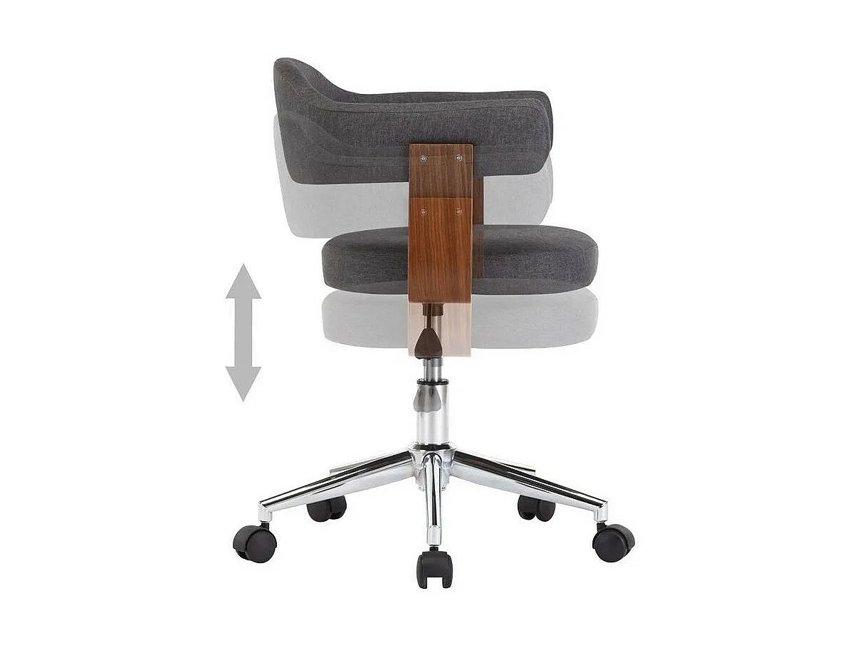 Chaise pivotante tissu gris et bois foncé Saden