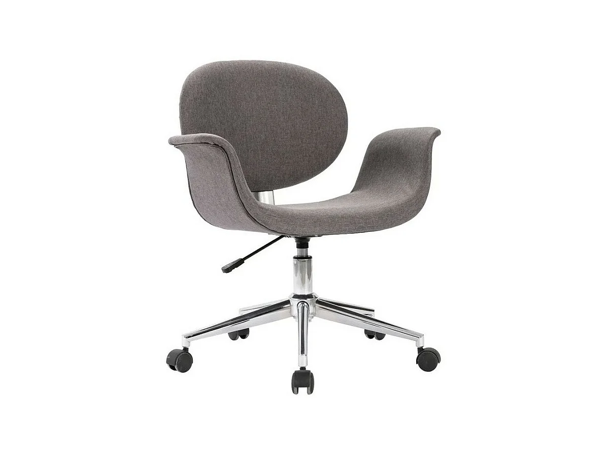 Chaise pivotante tissu gris clair et pieds métal chromé Eris