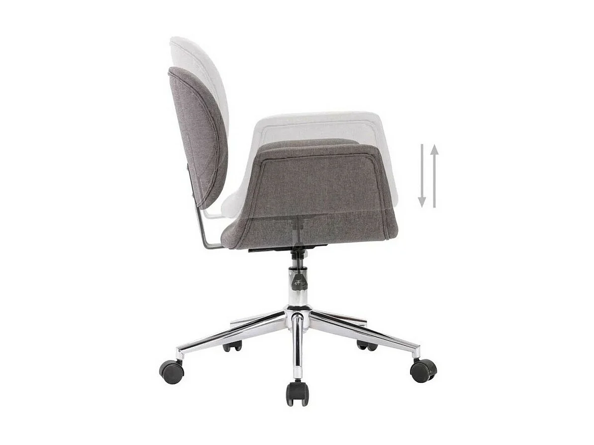 Chaise pivotante tissu gris clair et pieds métal chromé Eris