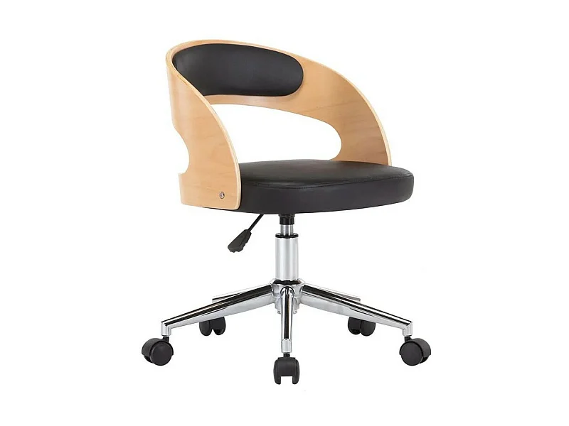 Chaise simili cuir noir et bois clair Esinn - Lot de 2