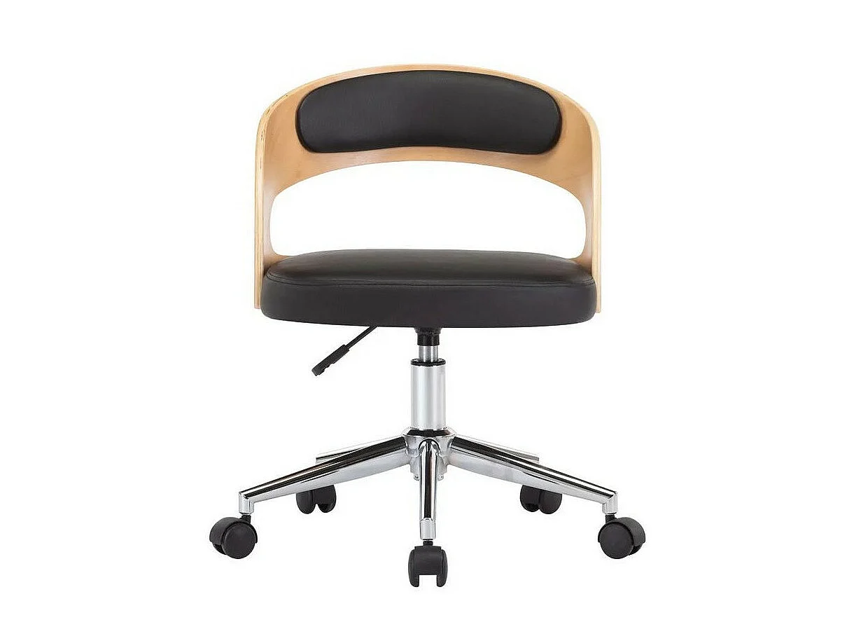 Chaise simili cuir noir et bois clair Esinn - Lot de 2