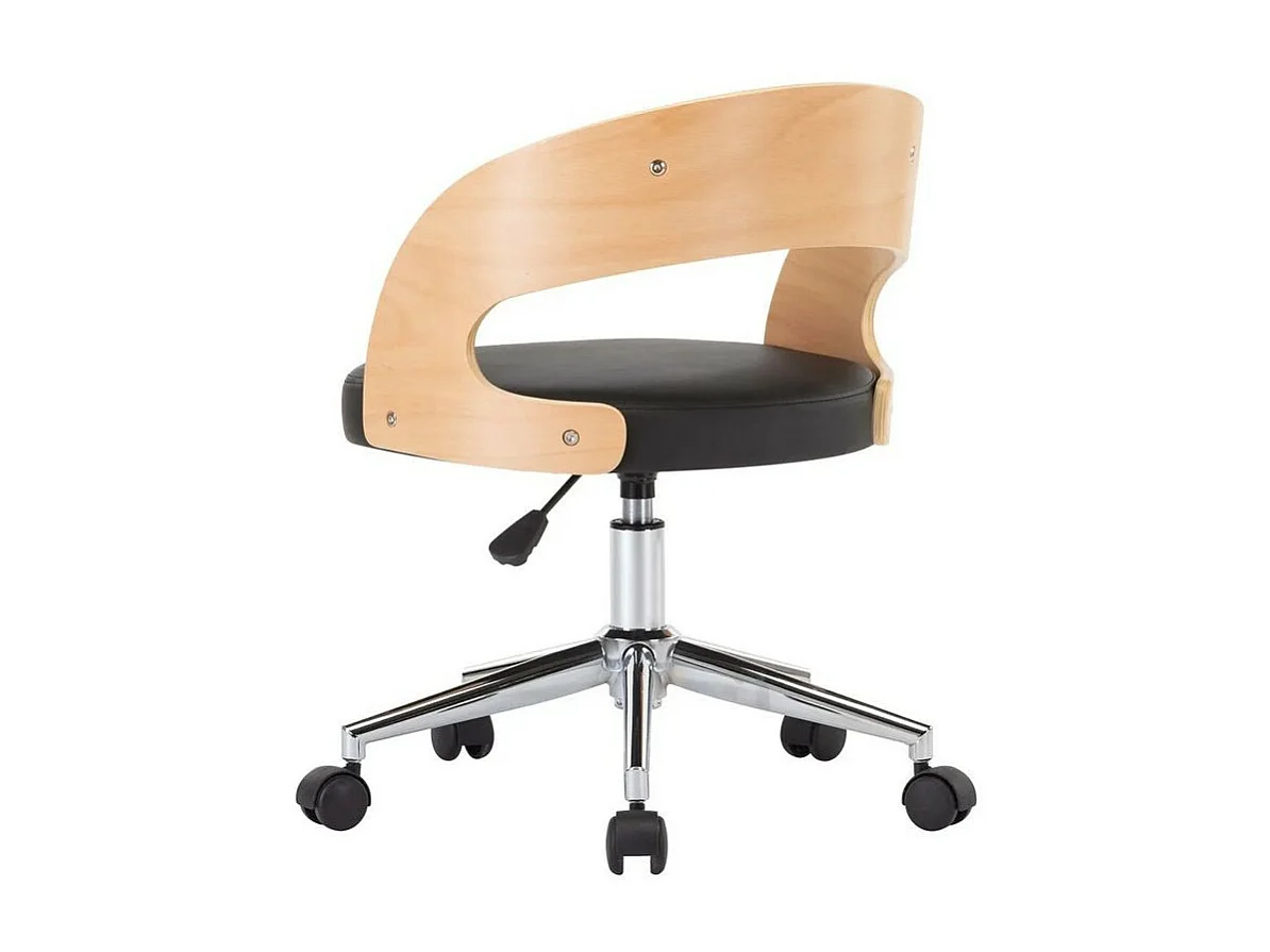 Chaise simili cuir noir et bois clair Esinn - Lot de 2