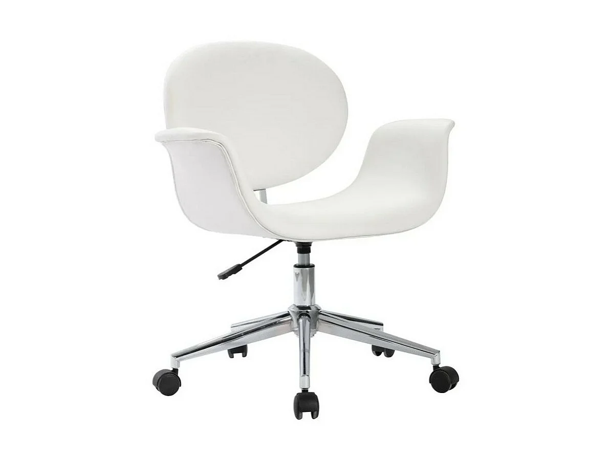 Chaise simili cuir blanc et pieds métal chromé Eris - Lot de 4