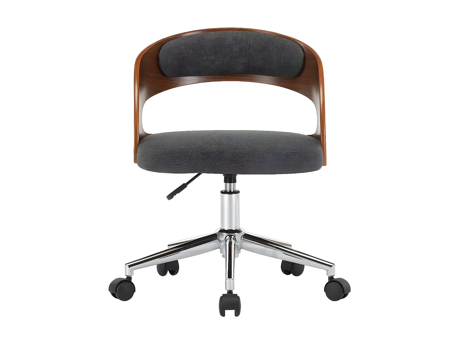 Chaise sur roulettes tissu gris et bois foncé Esinn