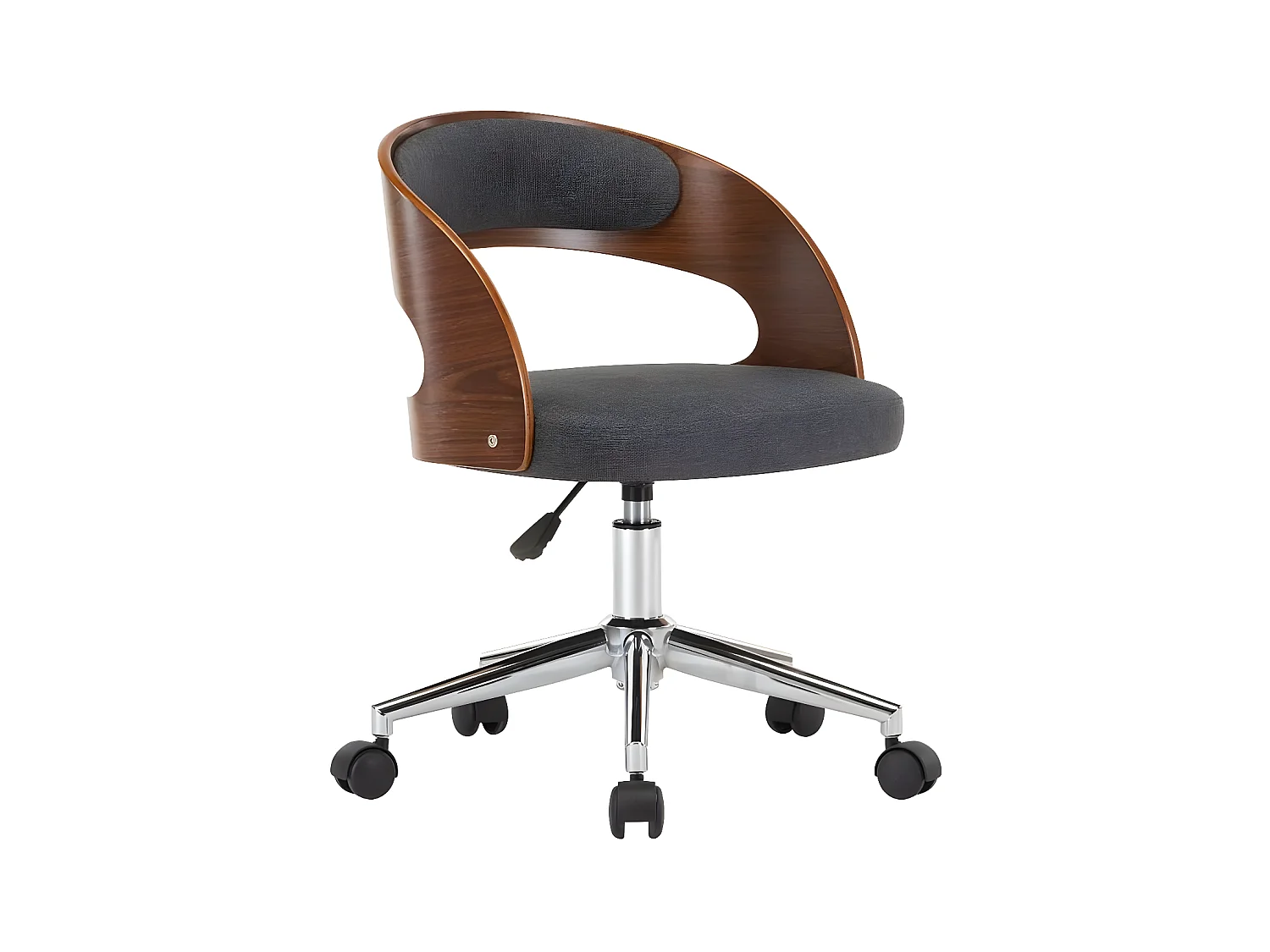Chaise sur roulettes tissu gris et bois foncé Esinn
