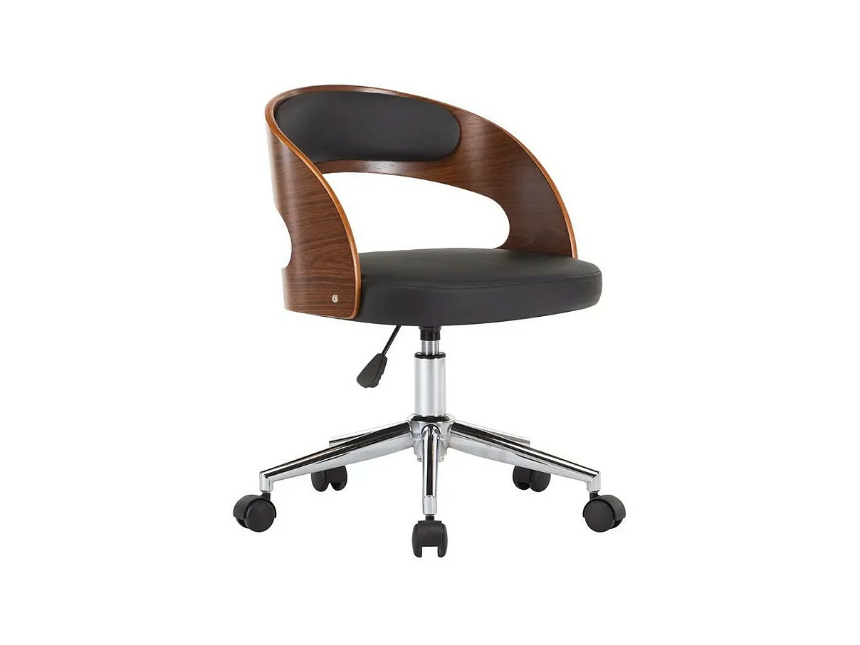 Chaise simili cuir noir et bois foncé Esinn - Lot de 2