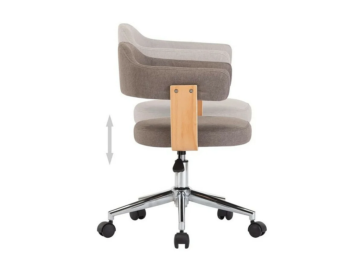 Chaise pivotante tissu taupe et bois clair Saden