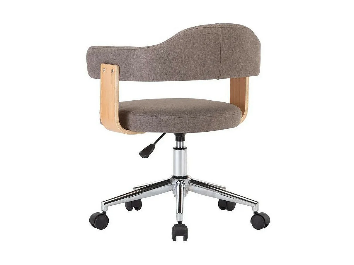 Chaise pivotante tissu taupe et bois clair Saden