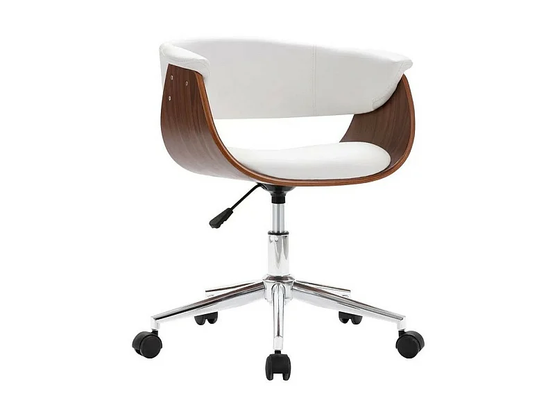 Chaise réglable simili cuir blanc et bois foncé Tessa