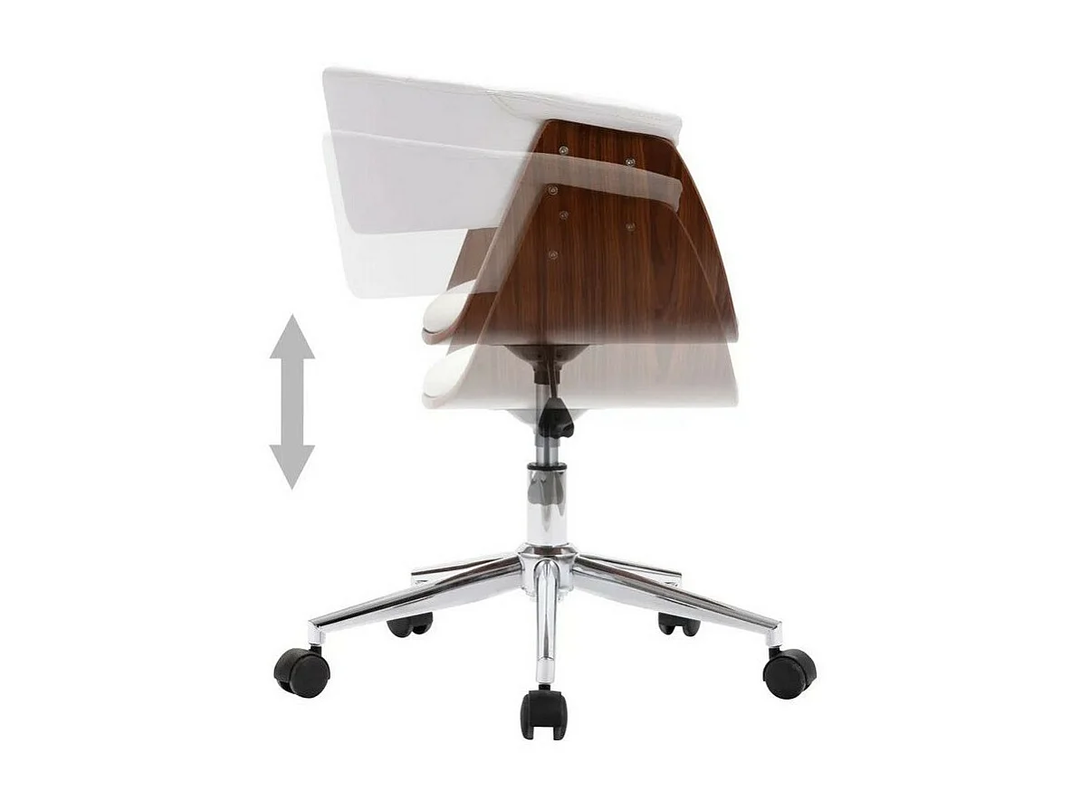 Chaise réglable simili cuir blanc et bois foncé Tessa