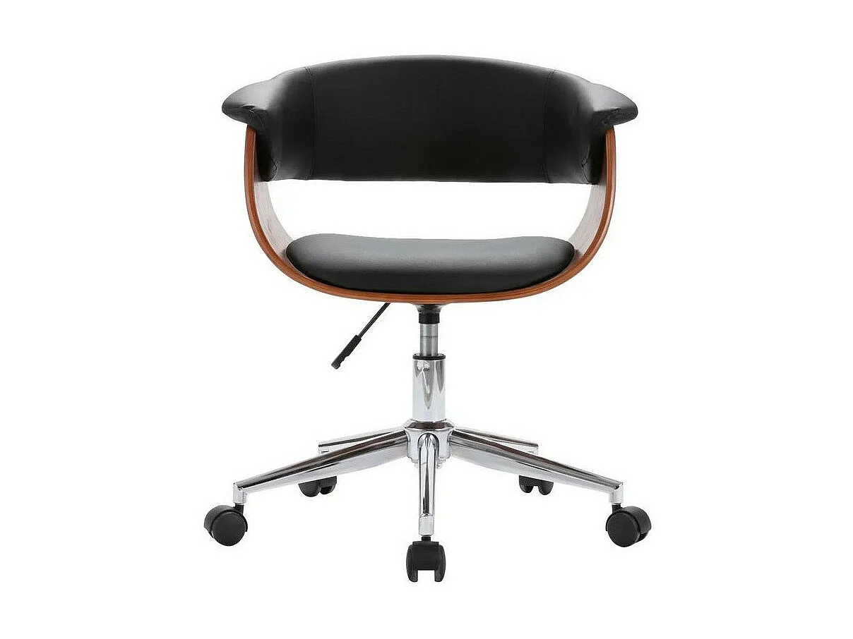 Chaise réglable simili cuir noir et bois foncé Tessa - Lot de 2