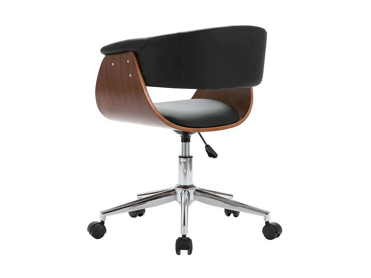 Chaise réglable simili cuir noir et bois foncé Tessa - Lot de 2