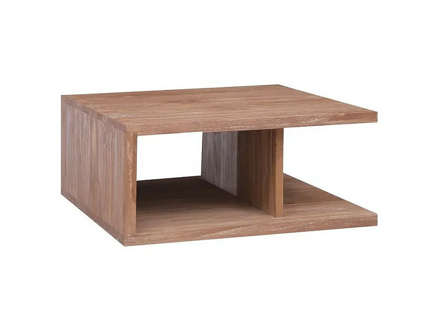 Table basse carrée teck massif foncé Yfona