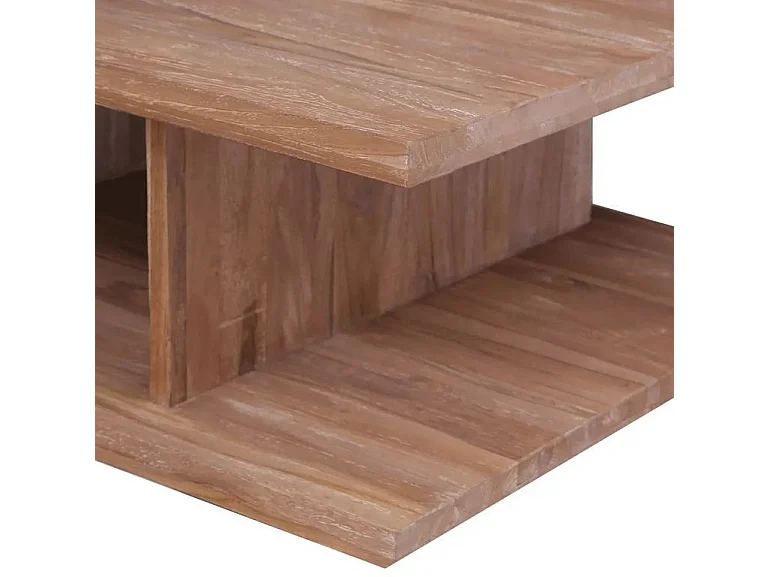 Table basse carrée teck massif foncé Yfona