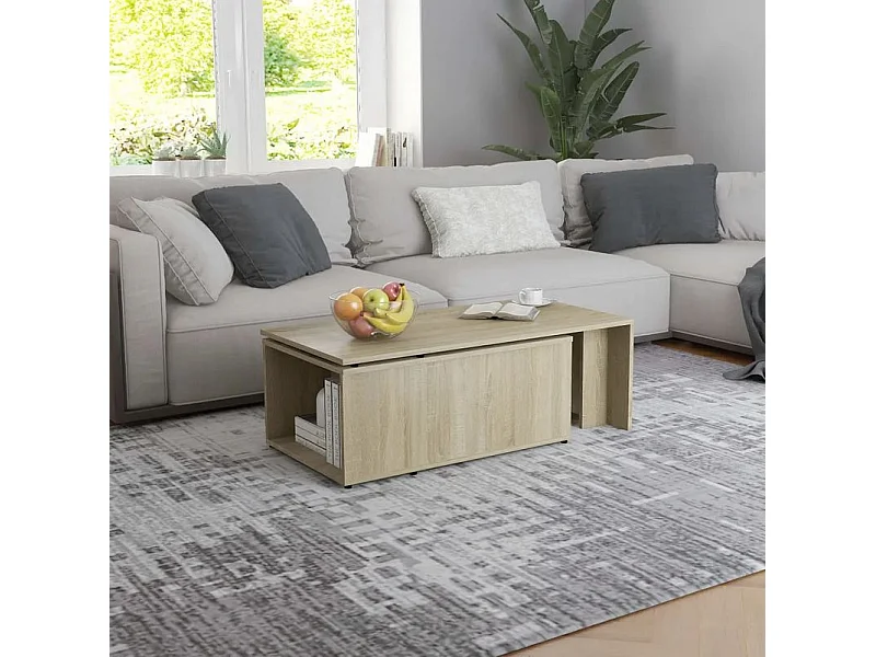 Table basse modulable bois chêne sonoma clair Etif