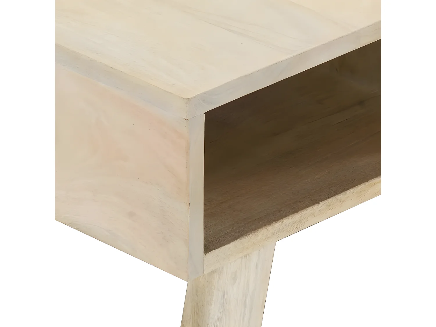 Table basse 1 tiroir manguier massif blanc brossé Pili