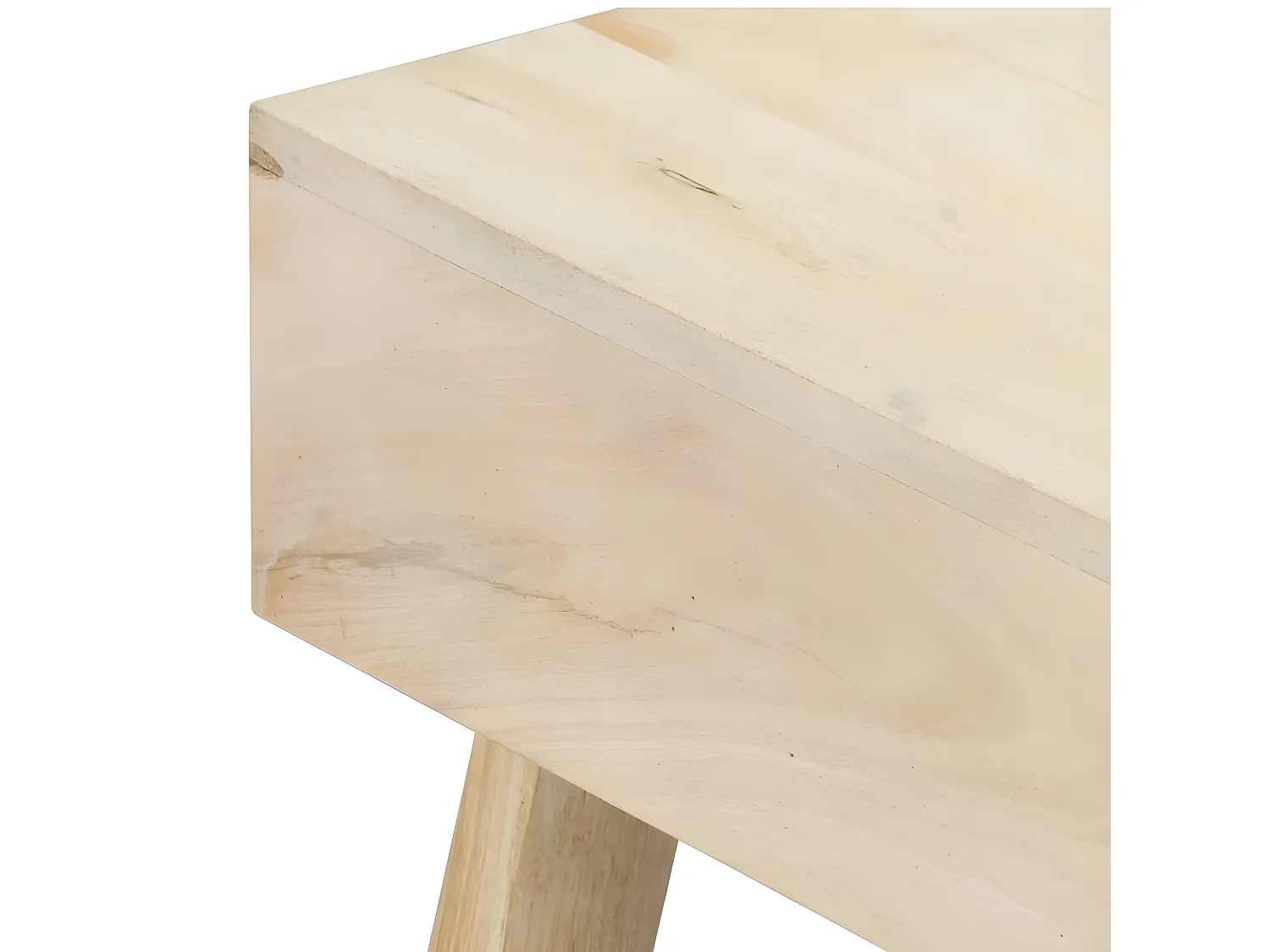 Table basse 1 tiroir manguier massif blanc brossé Pili